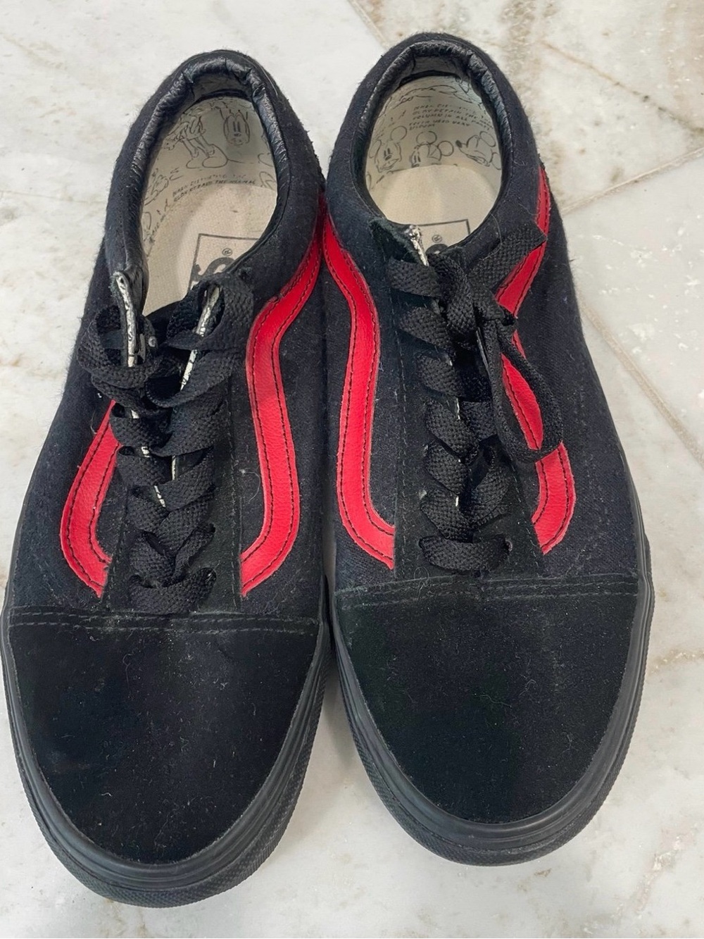 Vans Disney Mickey Mouse women’s/Men's Black Sneakers with Red Stripe